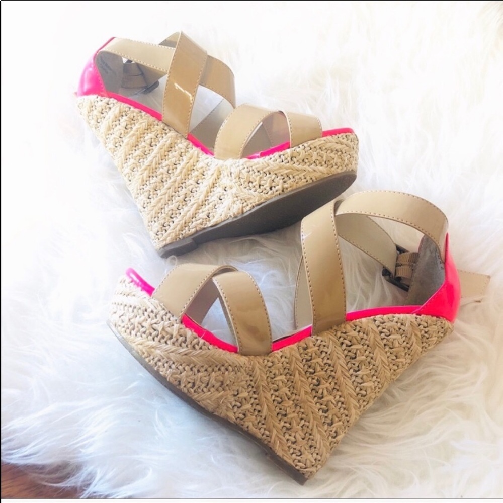 Privileged Hot Pink and Beige Wedges